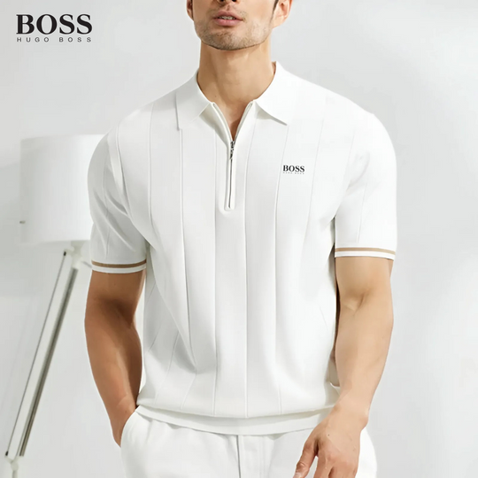 HUGO BOSS - Herrpikétröja med dragkedja