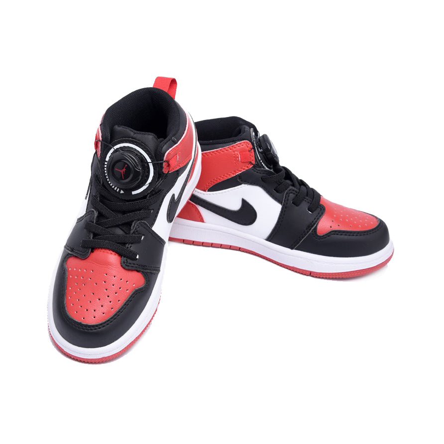 Nike Air Jordan 1 High Bred Toe Röd Svart Vit Boa Sneakers Barn