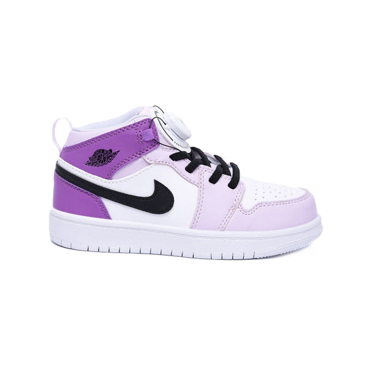 Nike Air Jordan 1 Mid Barely Grape Lila Vit Svart Boa Sneakers Barn