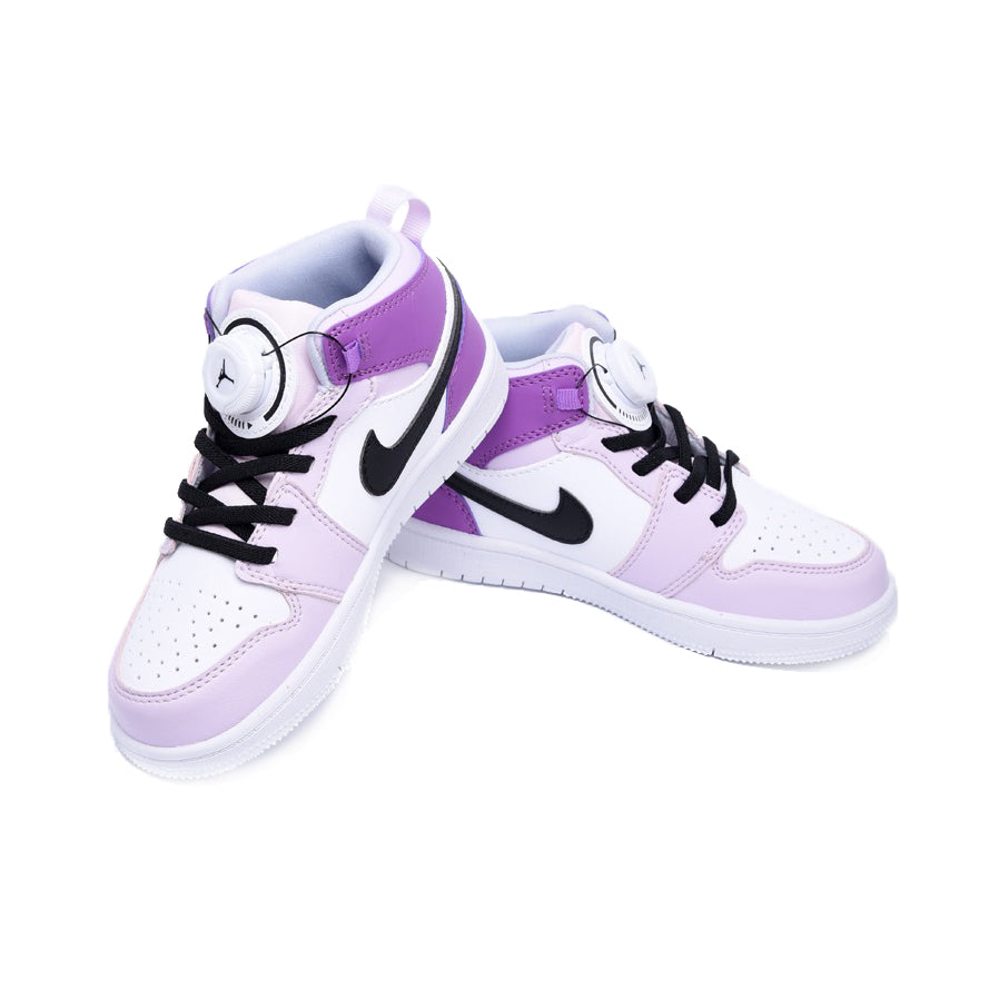 Nike Air Jordan 1 Mid Barely Grape Lila Vit Svart Boa Sneakers Barn