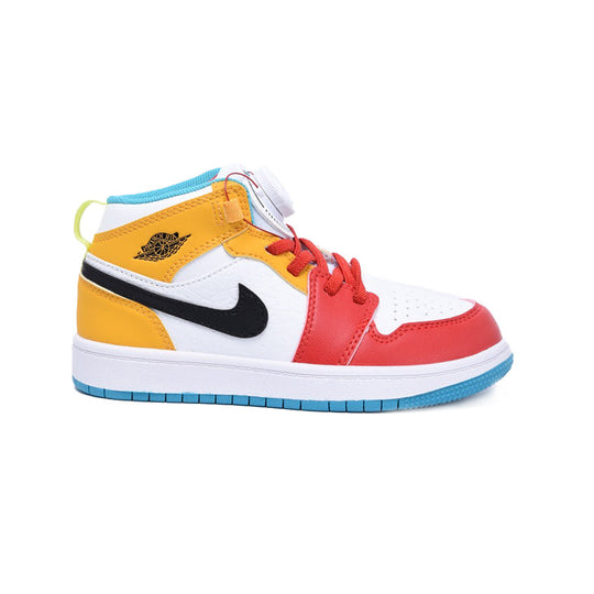 Nike Air Jordan 1 Mid Flerfärgade Röd Gul Vit Blå Sneakers Barn