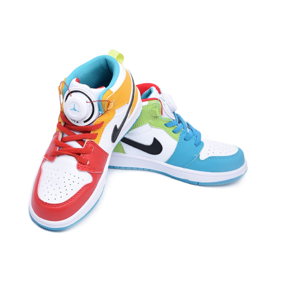 Nike Air Jordan 1 Mid Flerfärgade Röd Gul Vit Blå Sneakers Barn