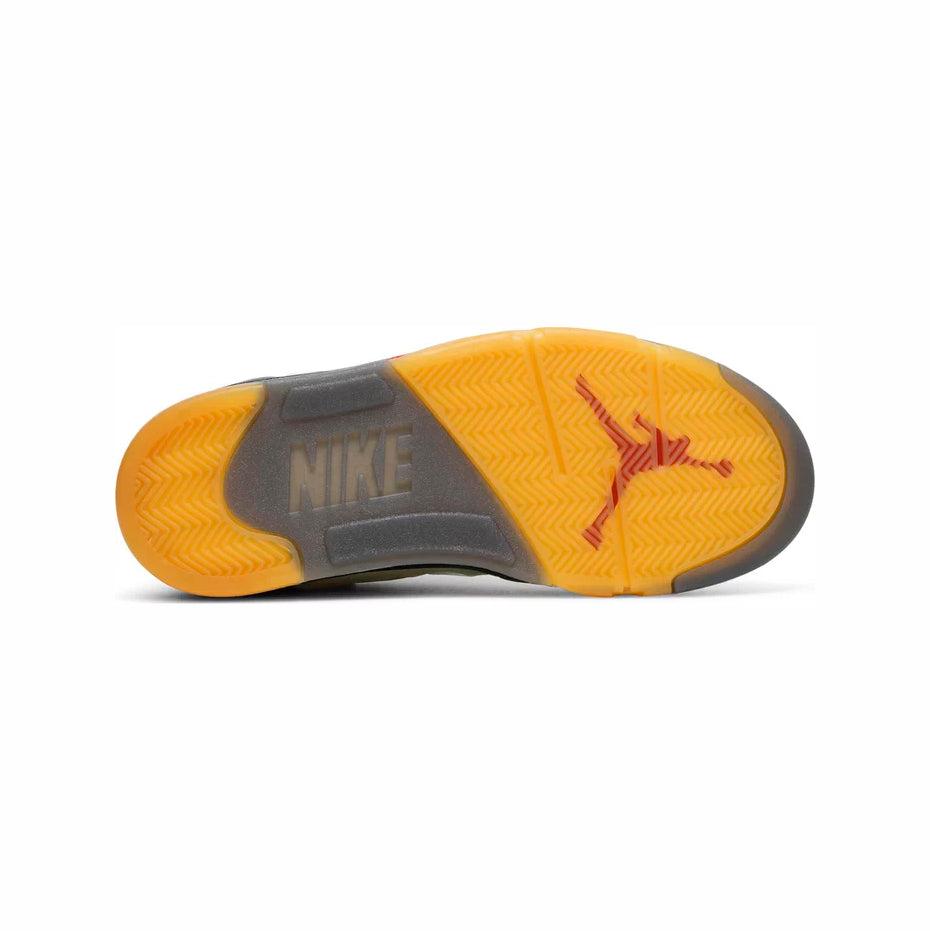 Nike Air Jordan 5 Off-White Sail Vit Gul Röd Svart Sneakers Herr