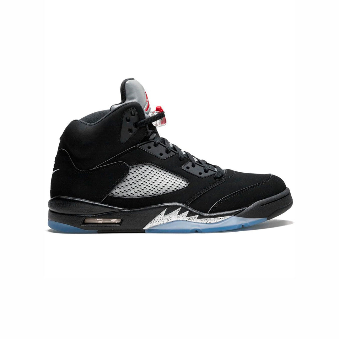 Nike Air Jordan 5 Retro Svart Silver Grå Läder Sneakers Herr