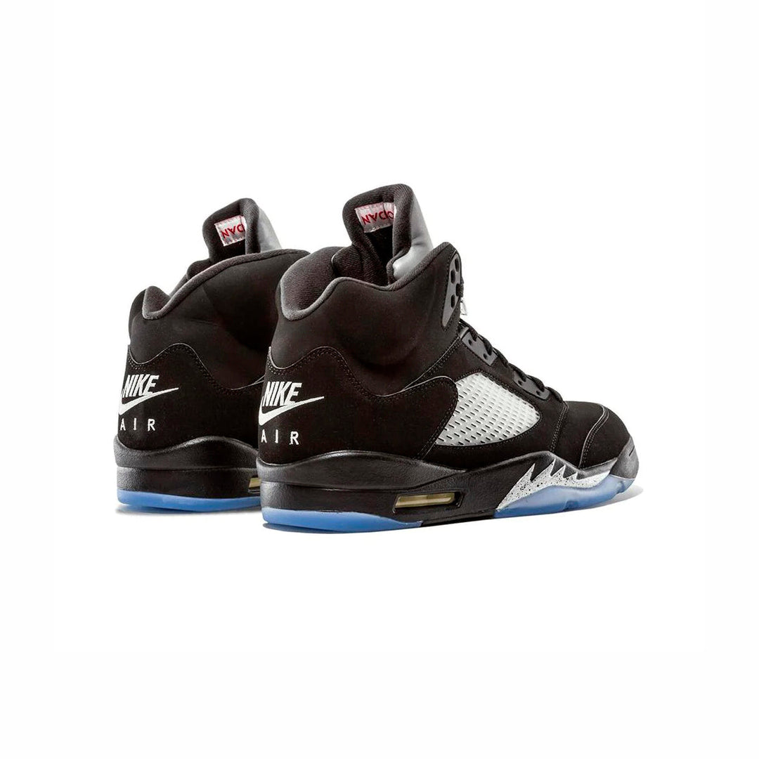 Nike Air Jordan 5 Retro Svart Silver Grå Läder Sneakers Herr