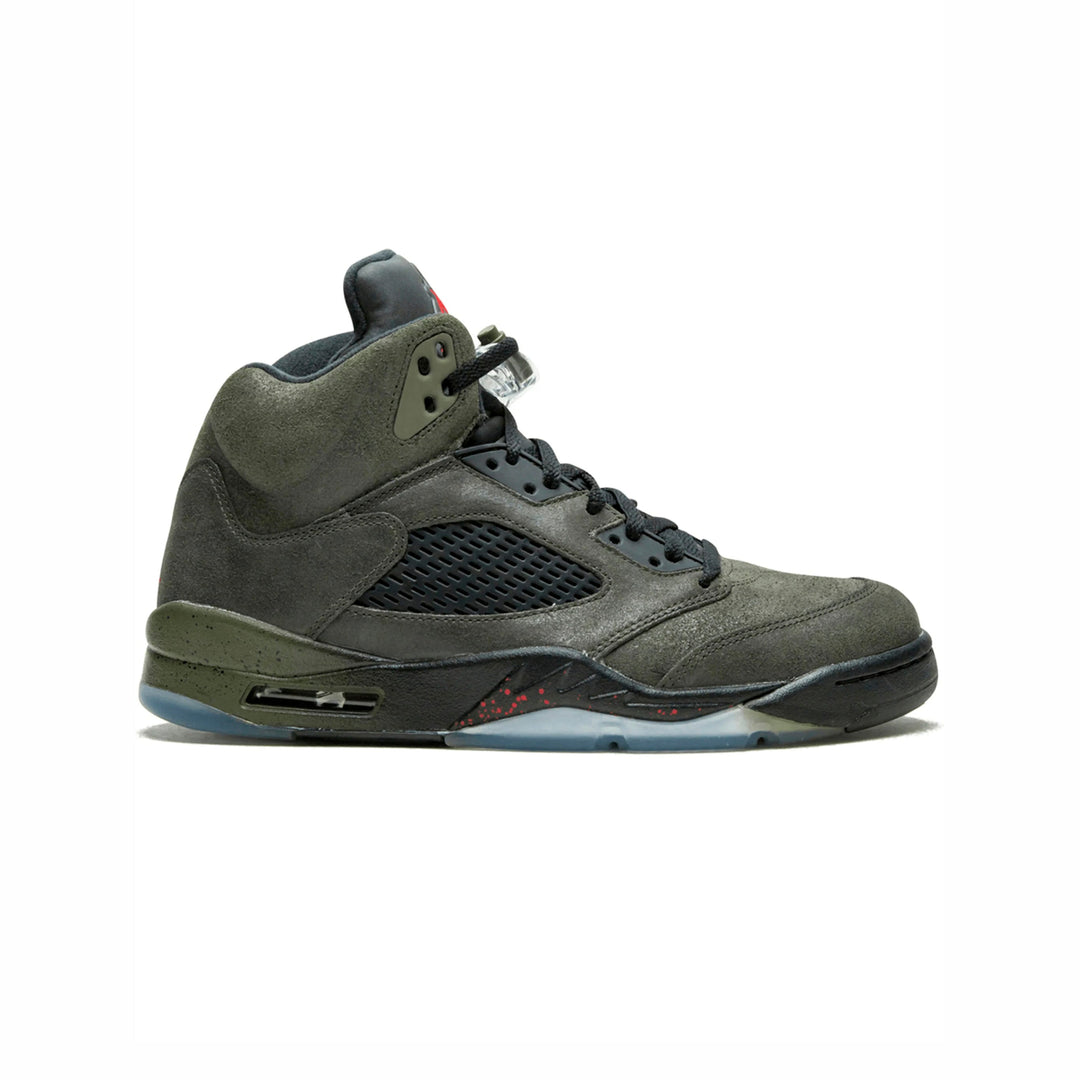 Nike Air Jordan 5 Retro Fear Pack Grå Oliv Svart Röd Sneakers Herr
