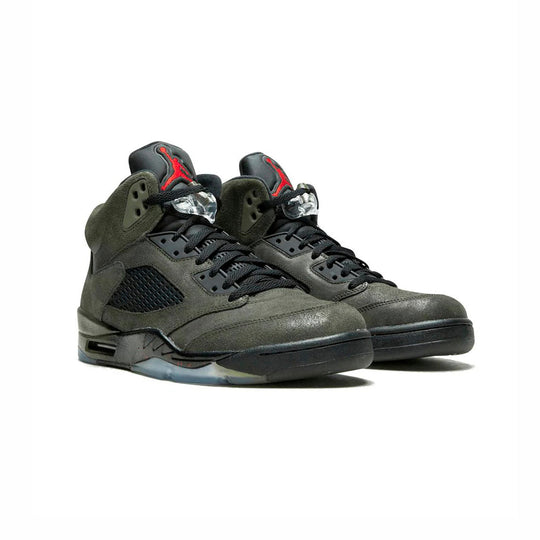 Nike Air Jordan 5 Retro Fear Pack Grå Oliv Svart Röd Sneakers Herr