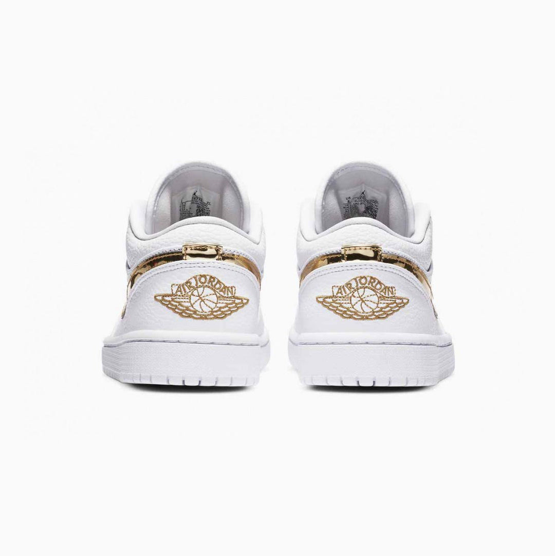 Nike Air Jordan 1 Low Vit Guld Läder Sneakers Dam