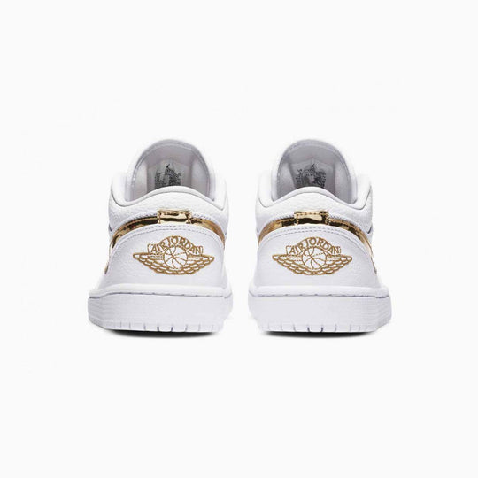 Nike Air Jordan 1 Low Vit Guld Läder Sneakers Dam