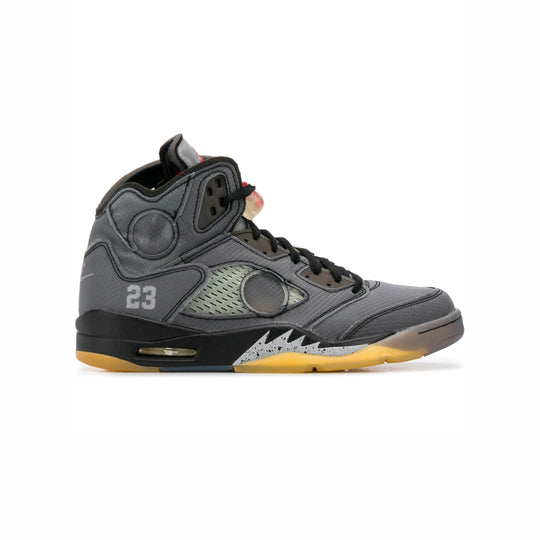 Nike Air Jordan 5 Off-White Muslin Svart Grå Röd Sneakers Herr