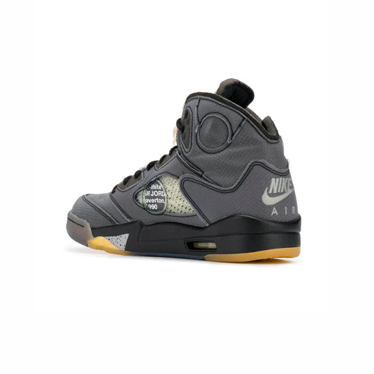Nike Air Jordan 5 Off-White Muslin Svart Grå Röd Sneakers Herr