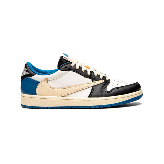 Nike Air Jordan 1 Low Travis Scott Fragment Vit Svart Blå Beige Herr