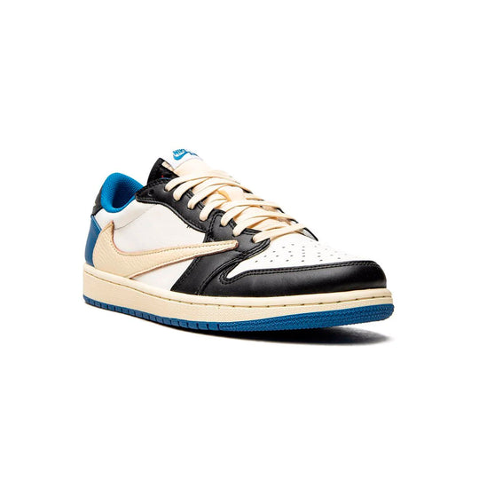 Nike Air Jordan 1 Low Travis Scott Fragment Vit Svart Blå Beige Herr