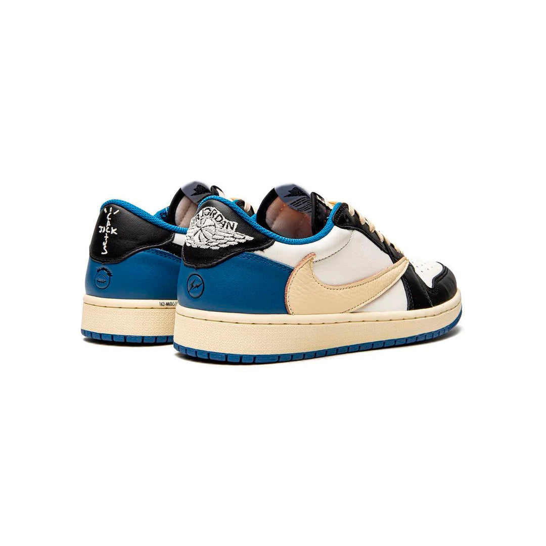 Nike Air Jordan 1 Low Travis Scott Fragment Vit Svart Blå Beige Herr