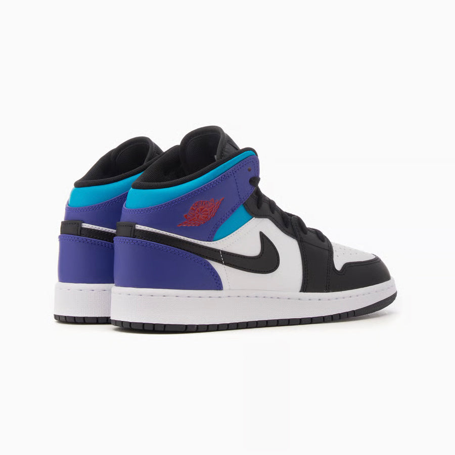 Nike Air Jordan 1 Mid Black Toe Grape Svart Lila Blå Vit Sneakers