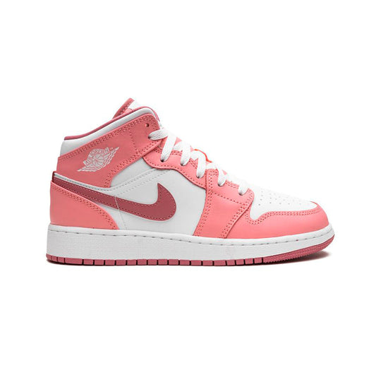 Nike Air Jordan 1 Mid Rosa Röd Vit Valentine's Day Sneakers Dam