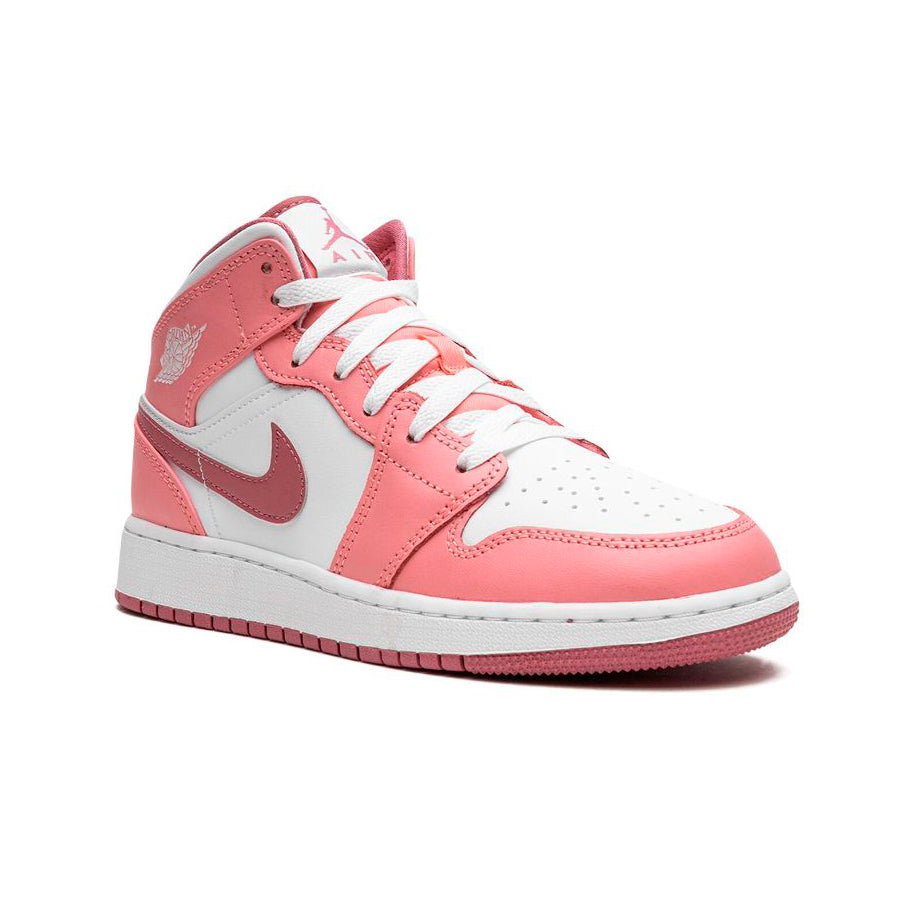 Nike Air Jordan 1 Mid Rosa Röd Vit Valentine's Day Sneakers Dam