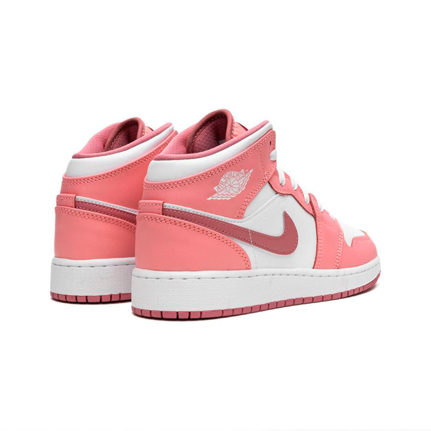 Nike Air Jordan 1 Mid Rosa Röd Vit Valentine's Day Sneakers Dam