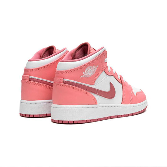 Nike Air Jordan 1 Mid Rosa Röd Vit Valentine's Day Sneakers Dam