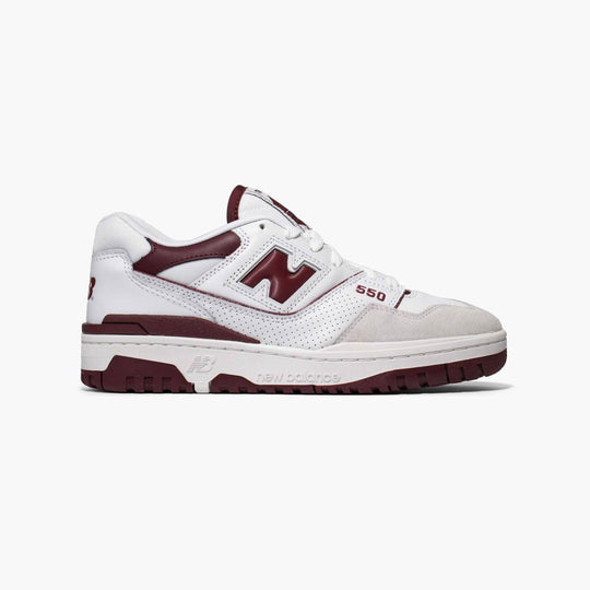 New Balance 550 Herr Sneakers Vit och Vinröd Retro Basketstil