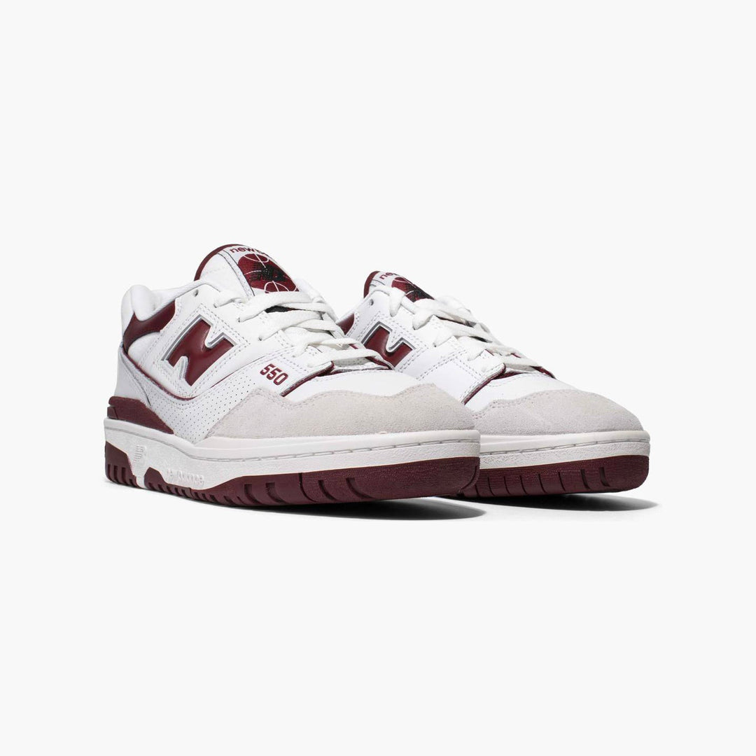 New Balance 550 Herr Sneakers Vit och Vinröd Retro Basketstil